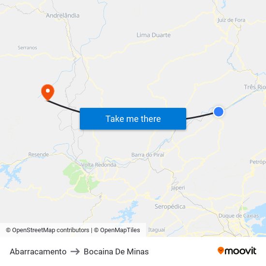 Abarracamento to Bocaina De Minas map