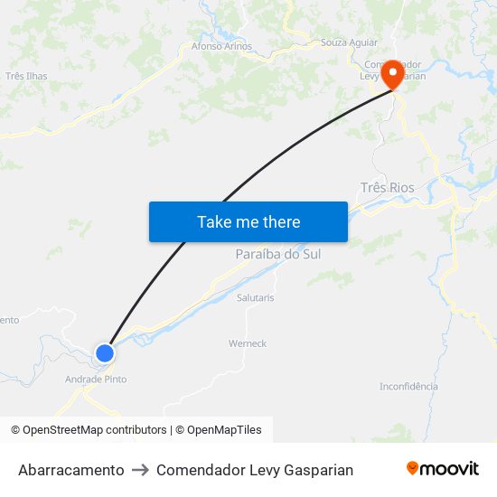 Abarracamento to Comendador Levy Gasparian map