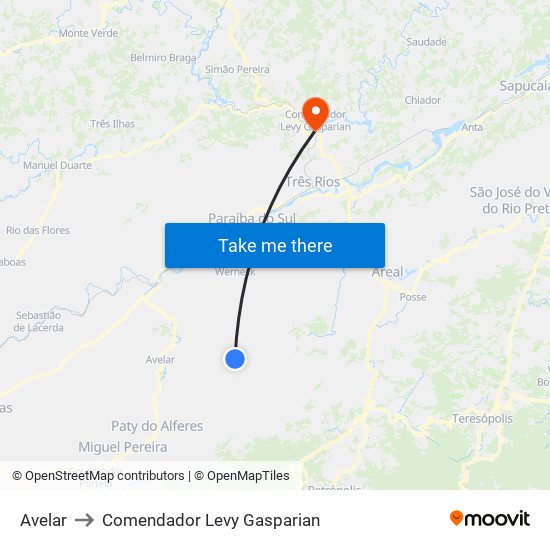 Avelar to Comendador Levy Gasparian map