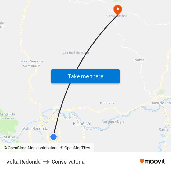 Volta Redonda to Conservatoria map