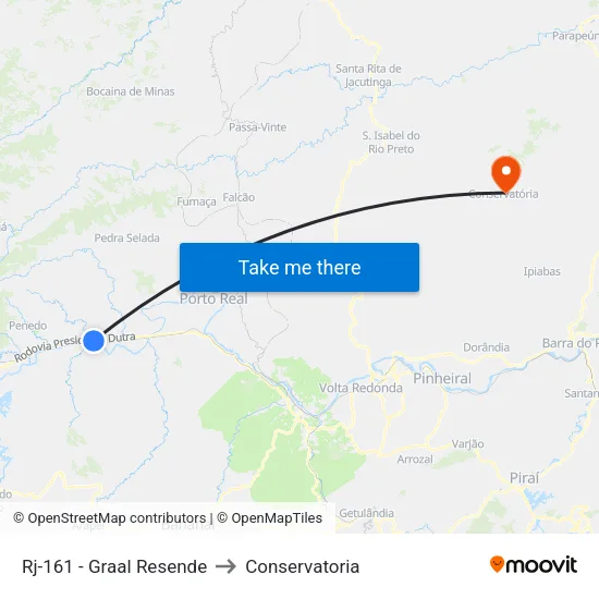 Rj-161 - Graal Resende to Conservatoria map