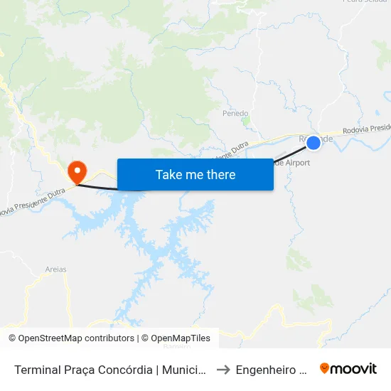 Terminal Praça Concórdia | Municipais, Resende to Engenheiro Passos map