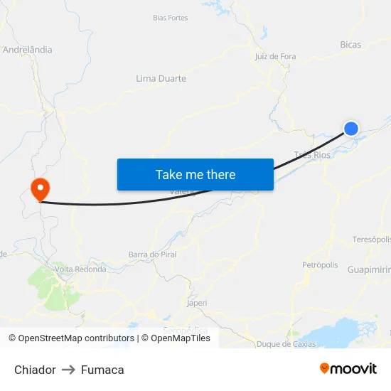 Chiador to Fumaca map