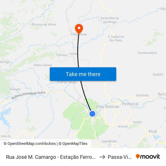 Rua José M. Camargo - Estação Ferroviária to Passa-Vinte map