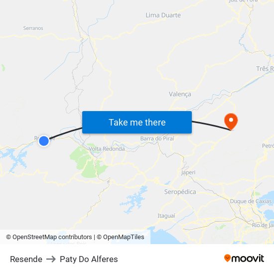 Resende to Paty Do Alferes map