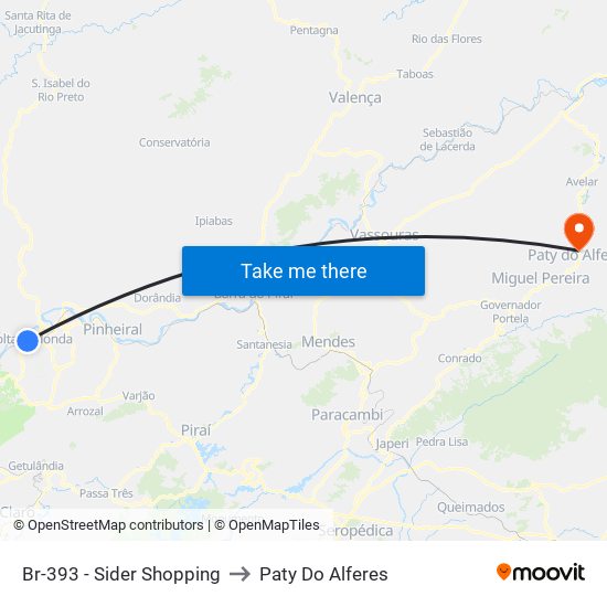 Br-393 - Sider Shopping to Paty Do Alferes map