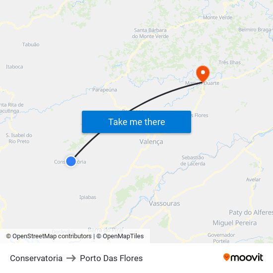 Conservatoria to Porto Das Flores map