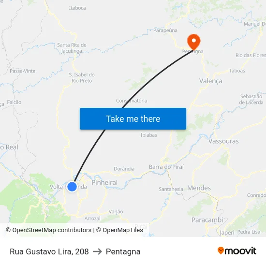 Rua Gustavo Lira, 208 to Pentagna map