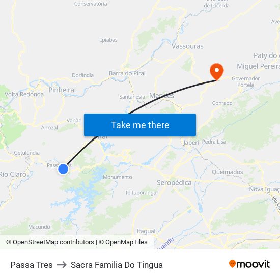Passa Tres to Sacra Familia Do Tingua map