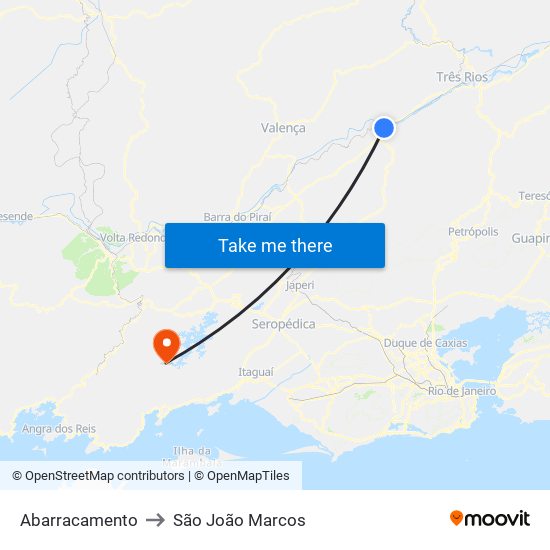 Abarracamento to São João Marcos map