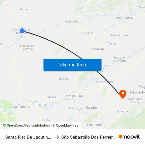 Santa Rita De Jacutinga to São Sebastião Dos Ferreiros map