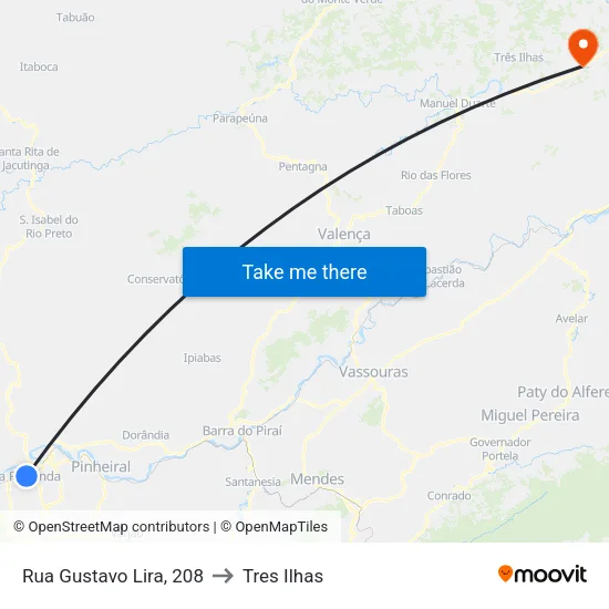 Rua Gustavo Lira, 208 to Tres Ilhas map