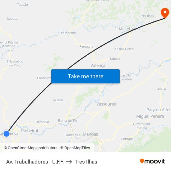 Av. Trabalhadores - U.F.F. to Tres Ilhas map