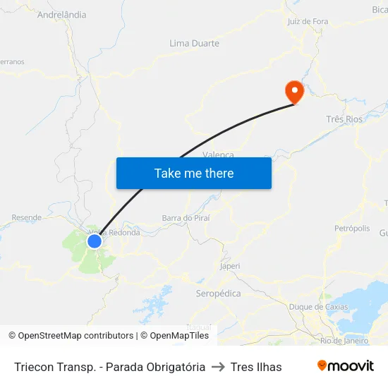 Av. Prefeito João Chiesse Filho - Terminal Triecon, Barra Mansa to Tres Ilhas map