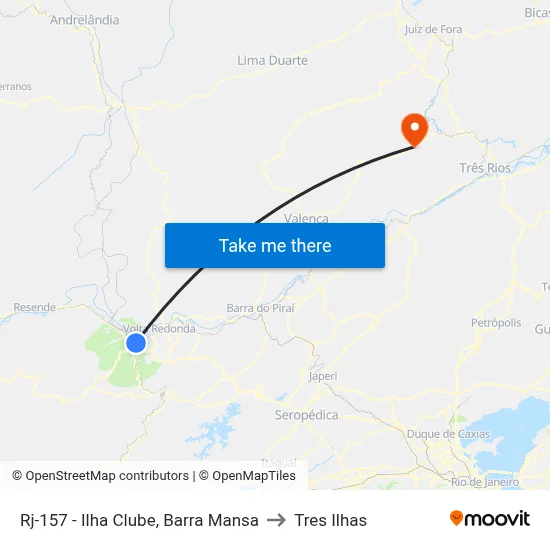 Rj-157 - Ilha Clube, Barra Mansa to Tres Ilhas map