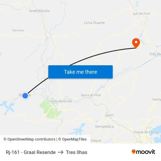 Rj-161 - Graal Resende to Tres Ilhas map