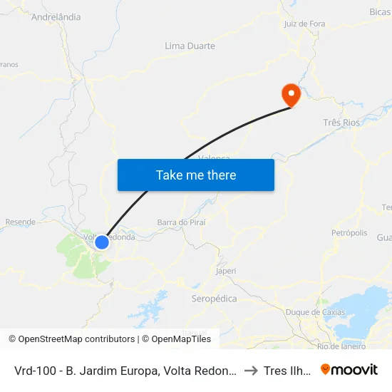 Vrd-100 - B. Jardim Europa, Volta Redonda to Tres Ilhas map
