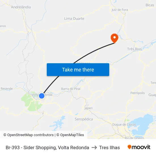 Br-393 - Sider Shopping, Volta Redonda to Tres Ilhas map