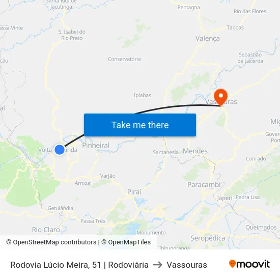 Br-393 - Rodoviária, Volta Redonda to Vassouras map
