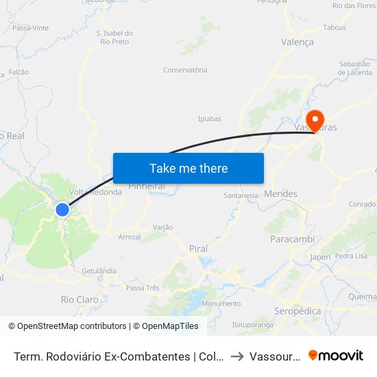 Term. Rodoviário Ex-Combatentes | Colitur to Vassouras map