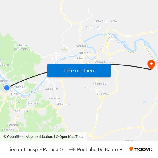 Triecon Transp. - Parada Obrigatória to Postinho Do Bairro Palmeiras map