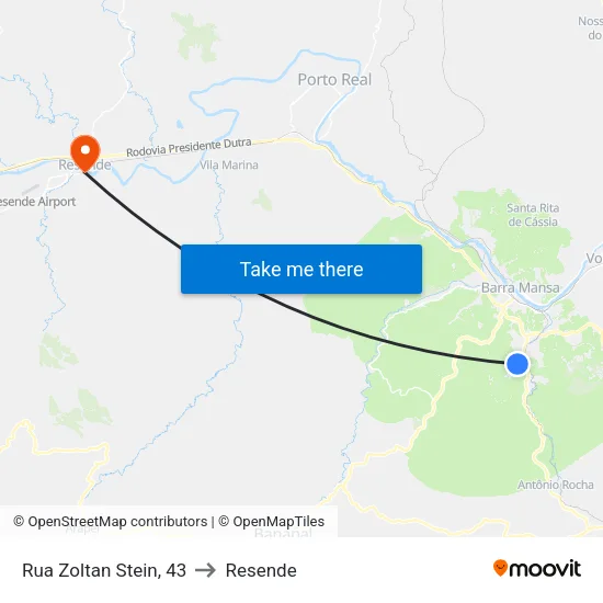 Rua Zoltan Stein, 43 to Resende map