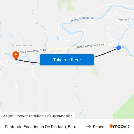 Santuário Eucarístico De Floriano, Barra Mansa to Resende map