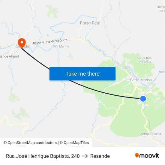 Rua José Henrique Baptista, 240 to Resende map