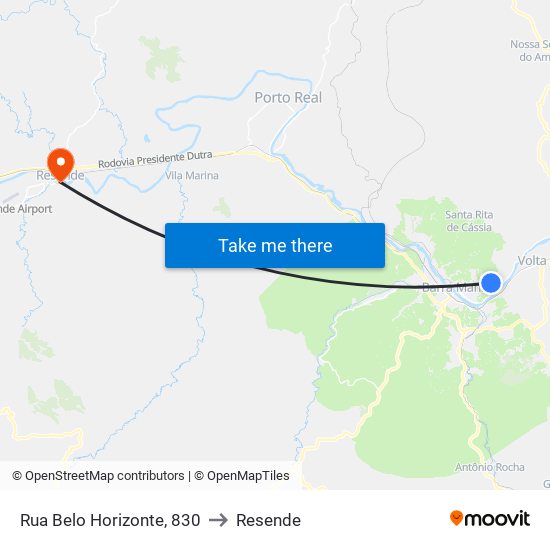 Rua Belo Horizonte, 830 to Resende map