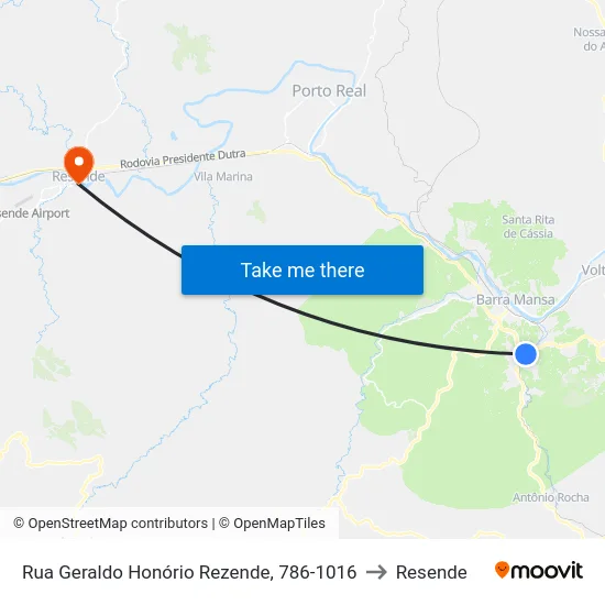 Rua Geraldo Honório Rezende, 786-1016 to Resende map