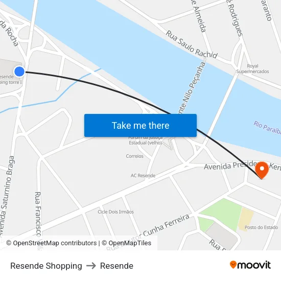Rj-161 - Resende Shopping to Resende map