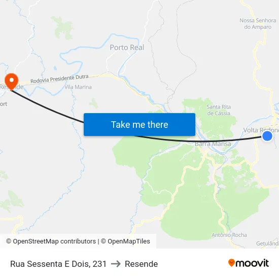 Rua Sessenta E Dois, 231 to Resende map