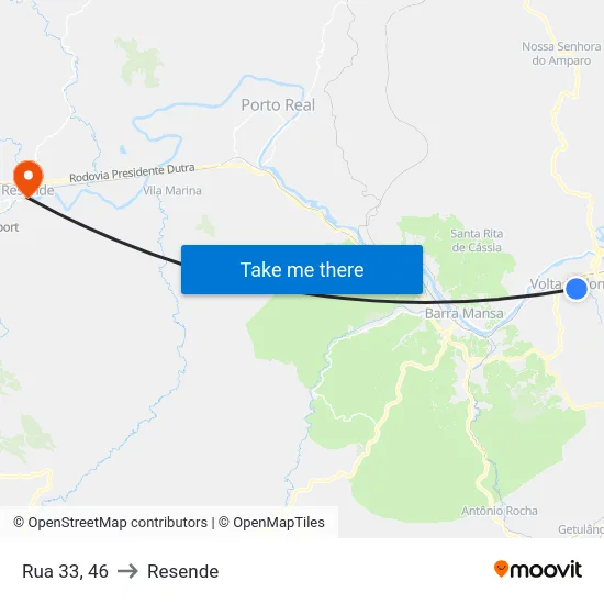 Rua 33, 46 to Resende map