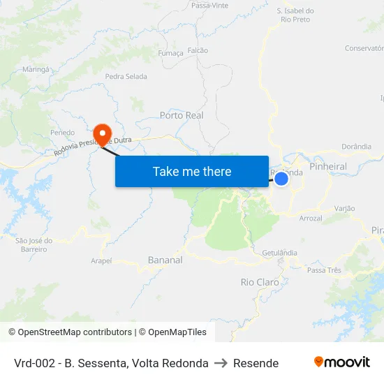 Vrd-002 - B. Sessenta, Volta Redonda to Resende map