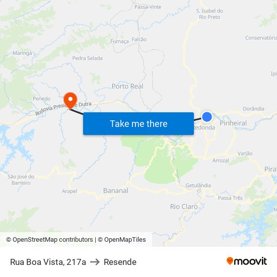 Rua Boa Vista, 217a to Resende map