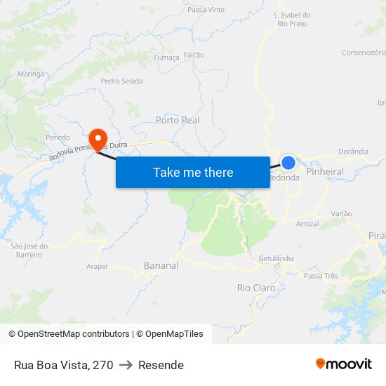 Rua Boa Vista, 270 to Resende map
