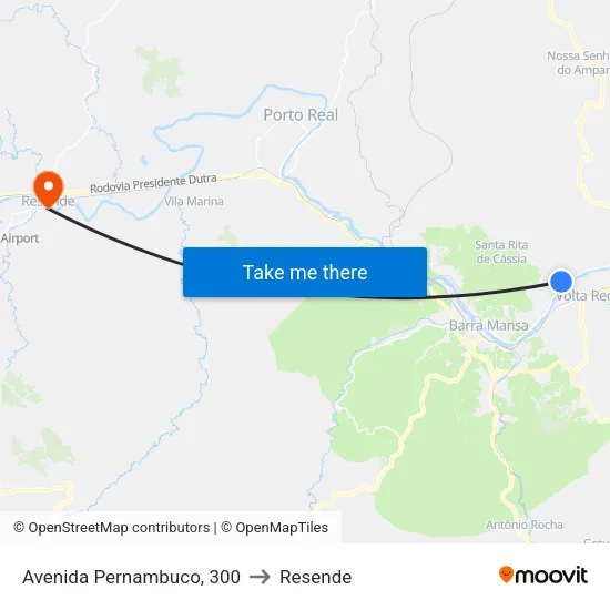 Avenida Pernambuco, 300 to Resende map