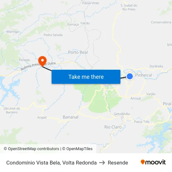 Condomínio Vista Bela, Volta Redonda to Resende map