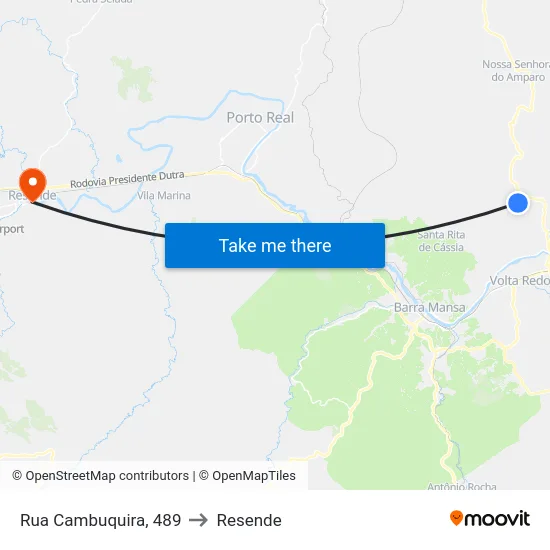 Rua Cambuquira, 489 to Resende map