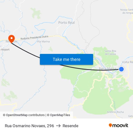 Rua Osmarino Novaes, 296 to Resende map