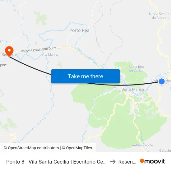 Ponto 3 - Vila Santa Cecília | Escritório Central to Resende map