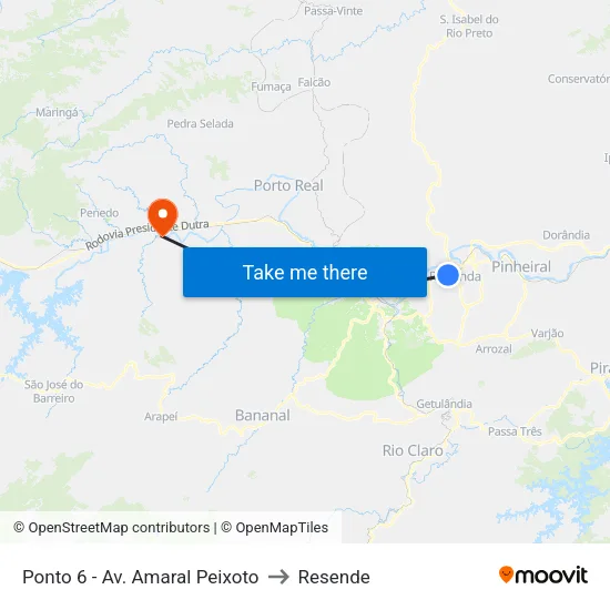 Ponto 6 - Av. Amaral Peixoto to Resende map