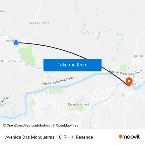 Avenida Das Mangueiras, 1017 to Resende map