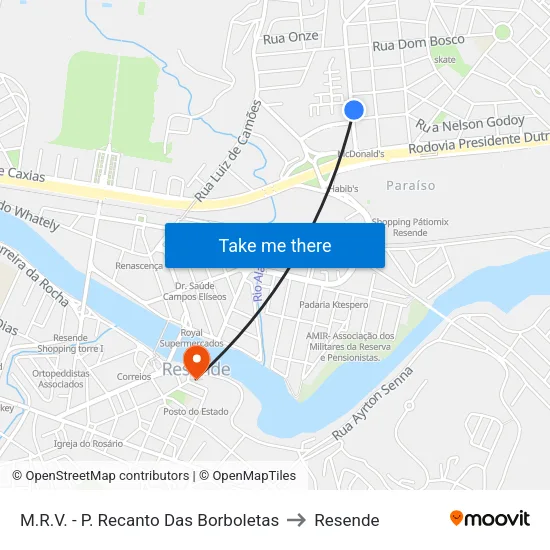 M.R.V. - P. Recanto Das Borboletas, Resende to Resende map