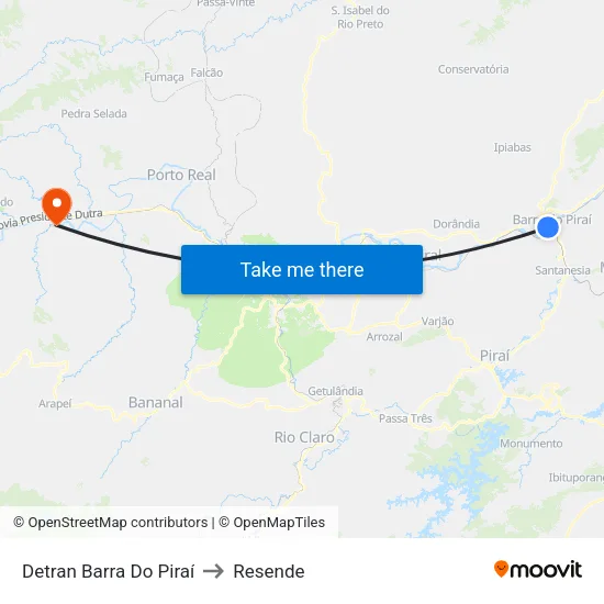 Detran Barra Do Piraí to Resende map