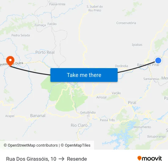 Rua Dos Girassóis, 10 to Resende map