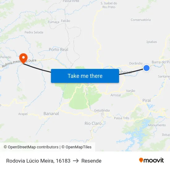 Rodovia Lúcio Meira, 16183 to Resende map