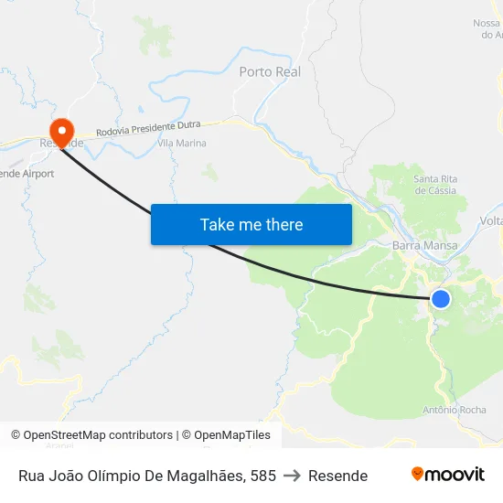 Rua João Olímpio De Magalhães, 585 to Resende map