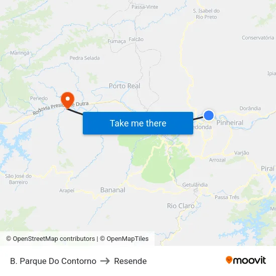 B. Parque Do Contorno, Volta Redonda to Resende map