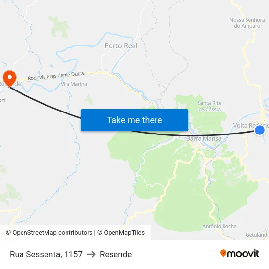 Rua Sessenta, 1157 to Resende map